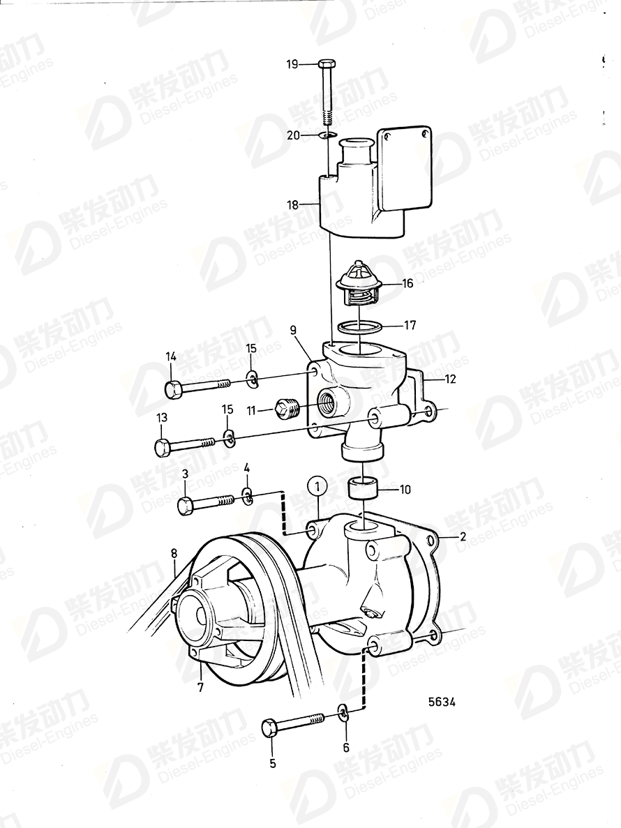 VOLVO Water pump 787284 Drawing